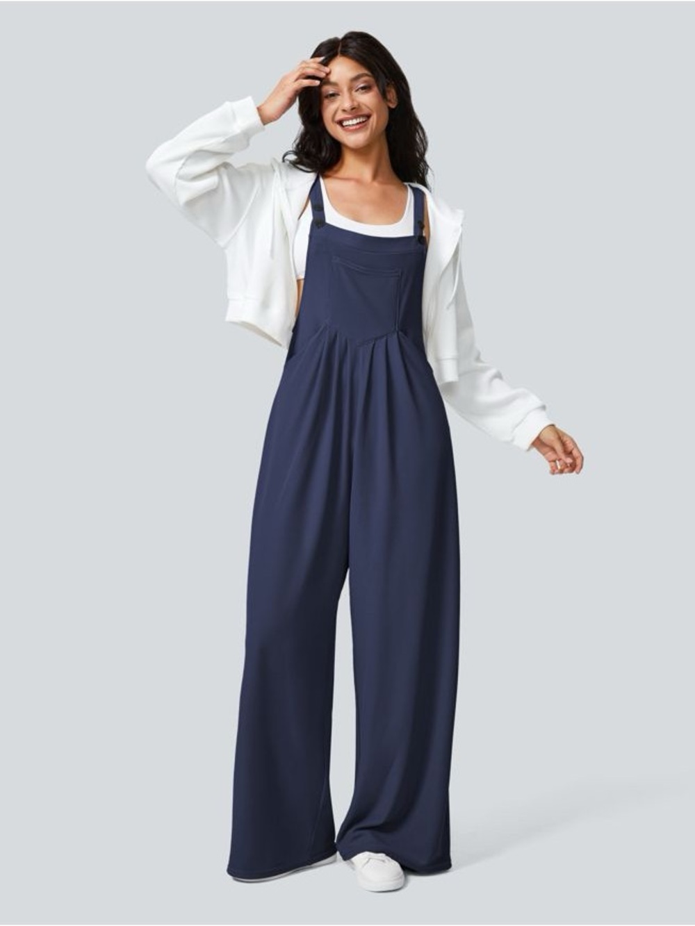 NWT Halara Pockets Waffle Casual Overalls - Dark Blue XL